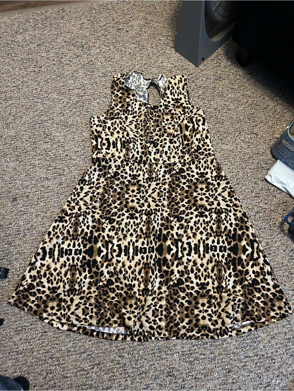 Caren Sport Leopard Print Sleeveless Fit-and-Flare Dress - Tan & Black